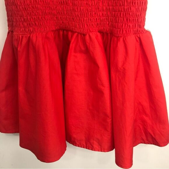 Zara Red Smocked Bodice Drop Waist Tiered Ruffle Form Fitted Mini Dress NEW - Picture 9 of 16